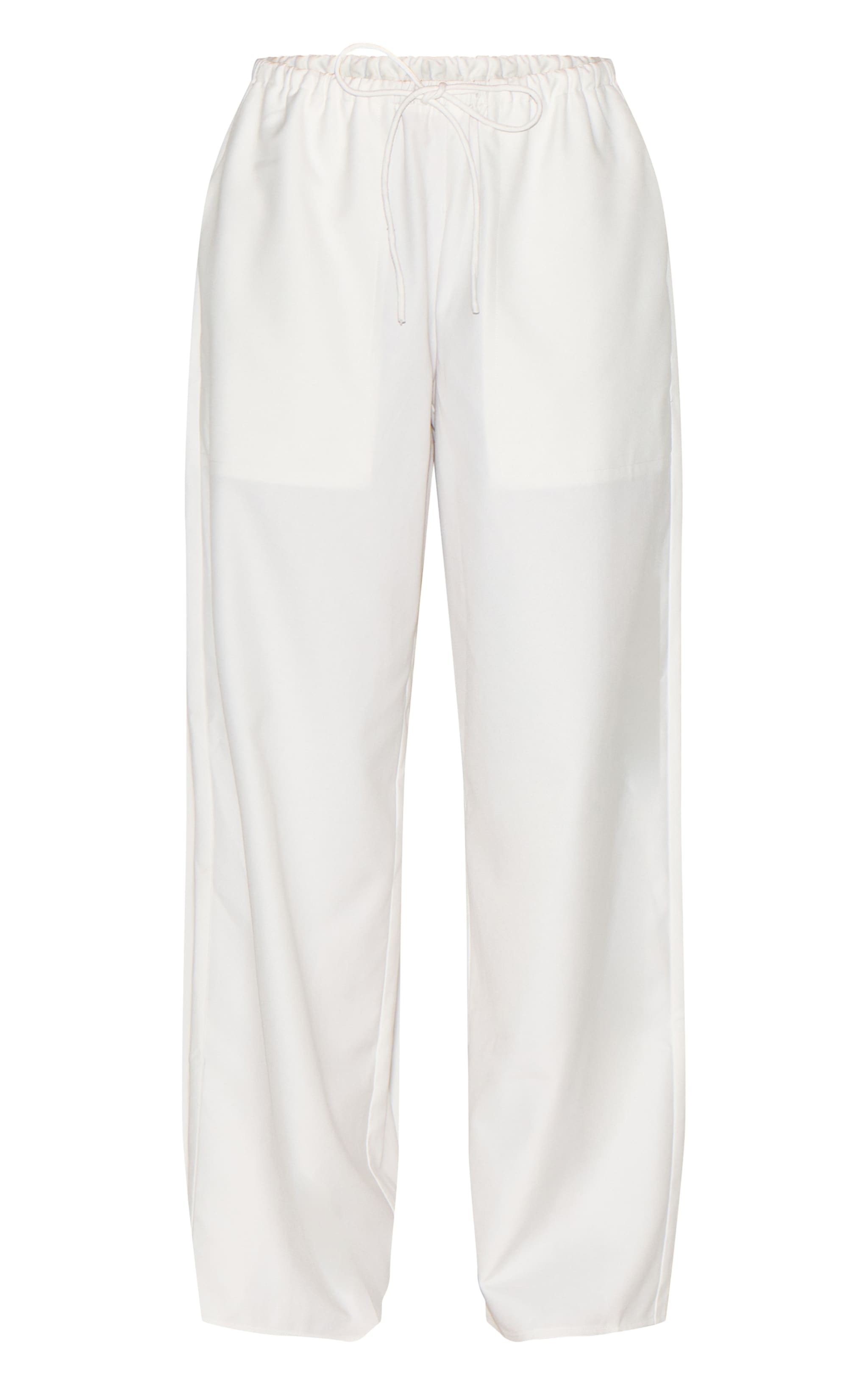 White Woven Drawstring Low Rise Relaxed Pants image 5