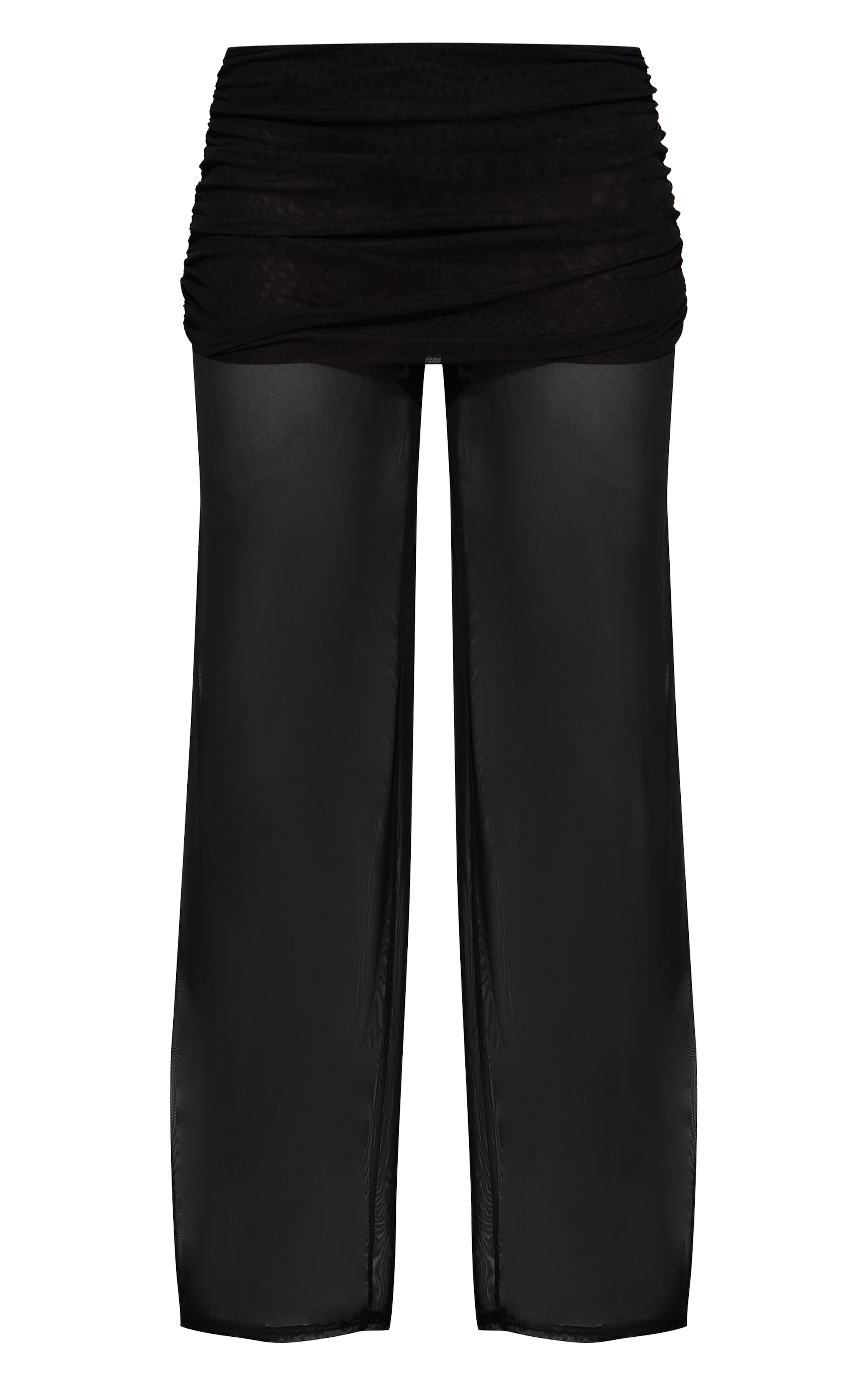 Black Mesh Extreme Fold Over Flared Leg Pant image 5