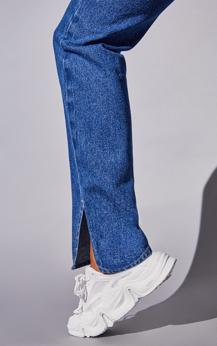 Mid Blue Wash Basic Split Hem Jeans image 4