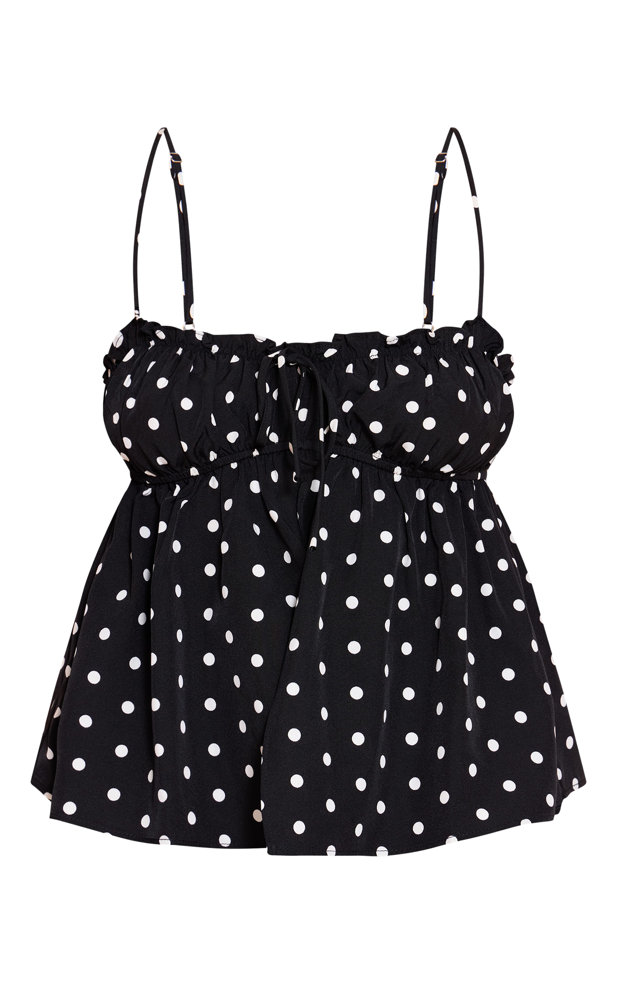 Black Polka Dot Strappy Frill Top image 5