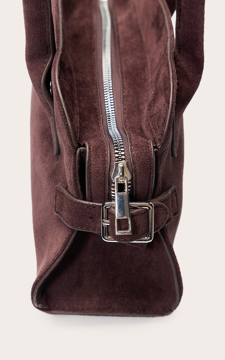 Mini sac à main en suédine chocolat image 5