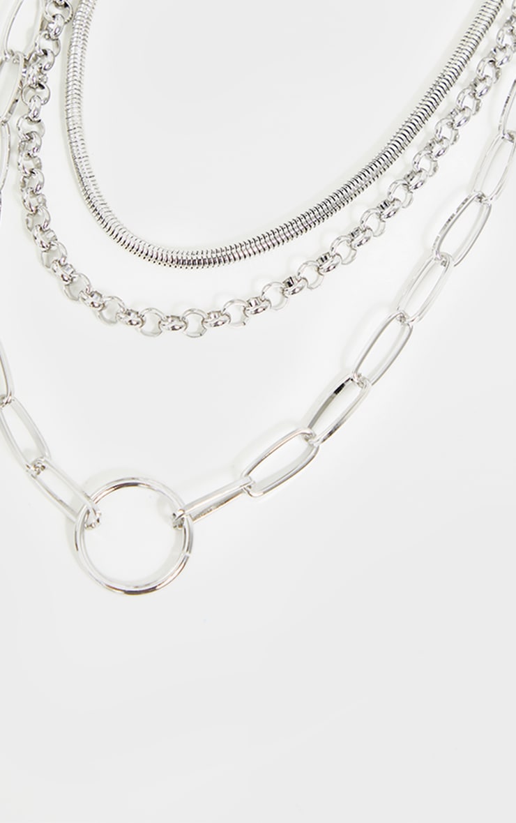 Silver Assorted Chain Layering Necklace PrettyLittleThing