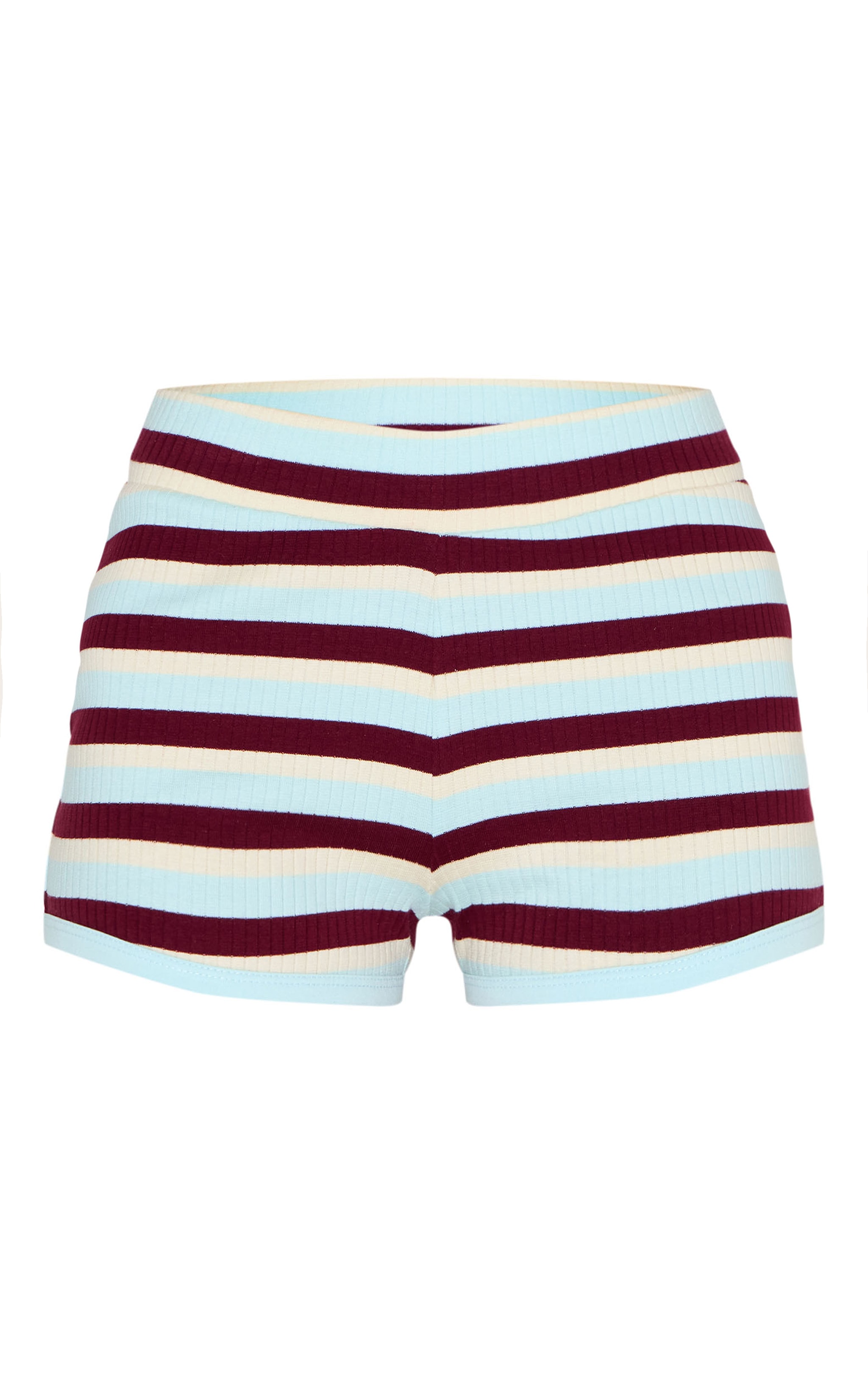 Micro short en jersey côtelé bleu à rayures multicolores image 6