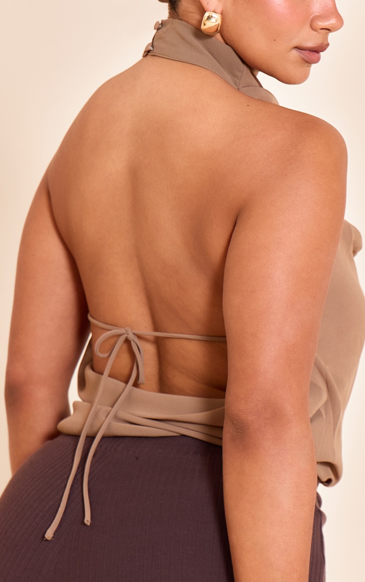 Shape Chocolate Chiffon High Cowl Neck Top image 4