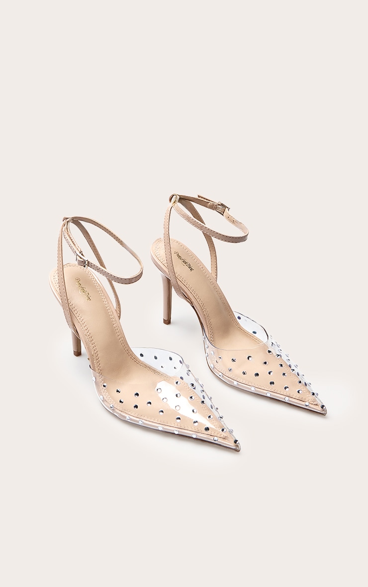 Nude Silver Hot Fix Perspex Court Heels image 3