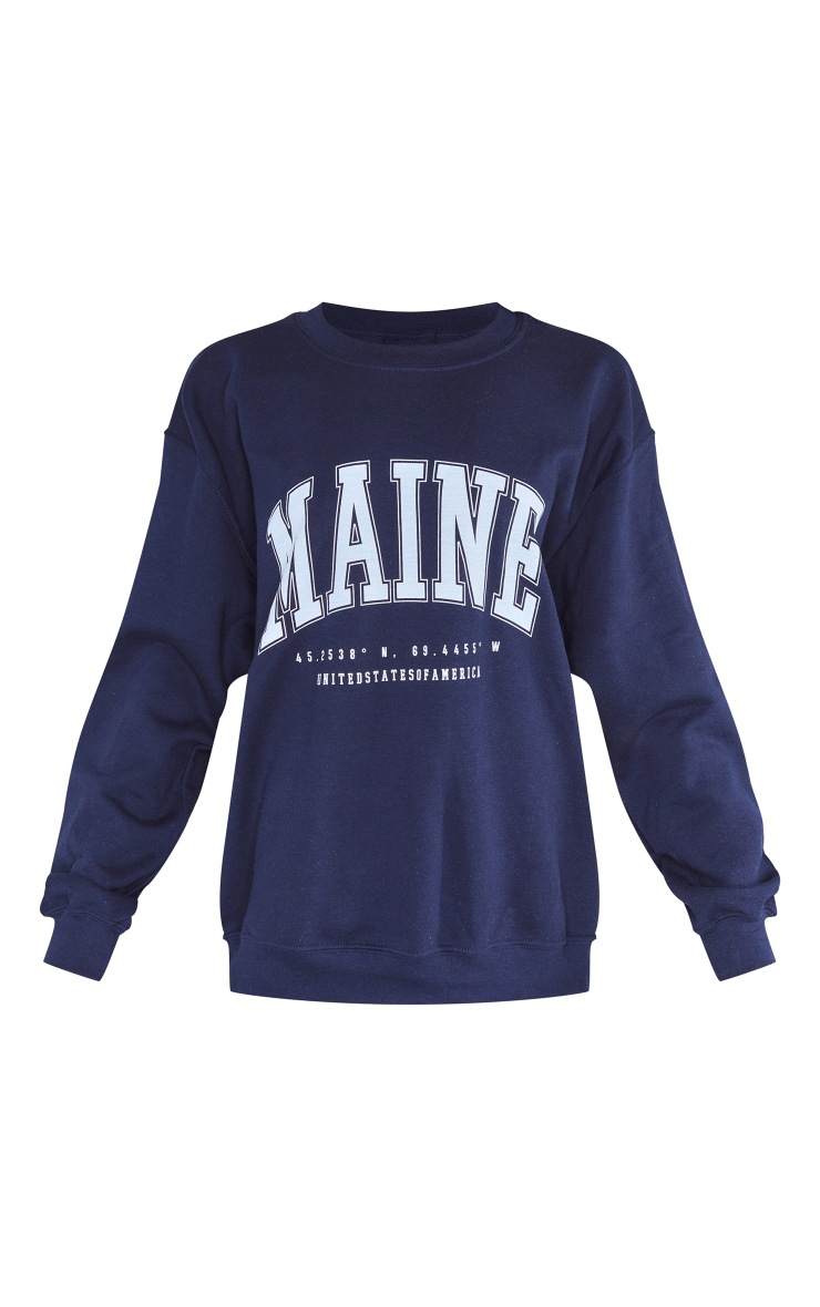 Navy Maine Oversized Print Sweatshirt image 5