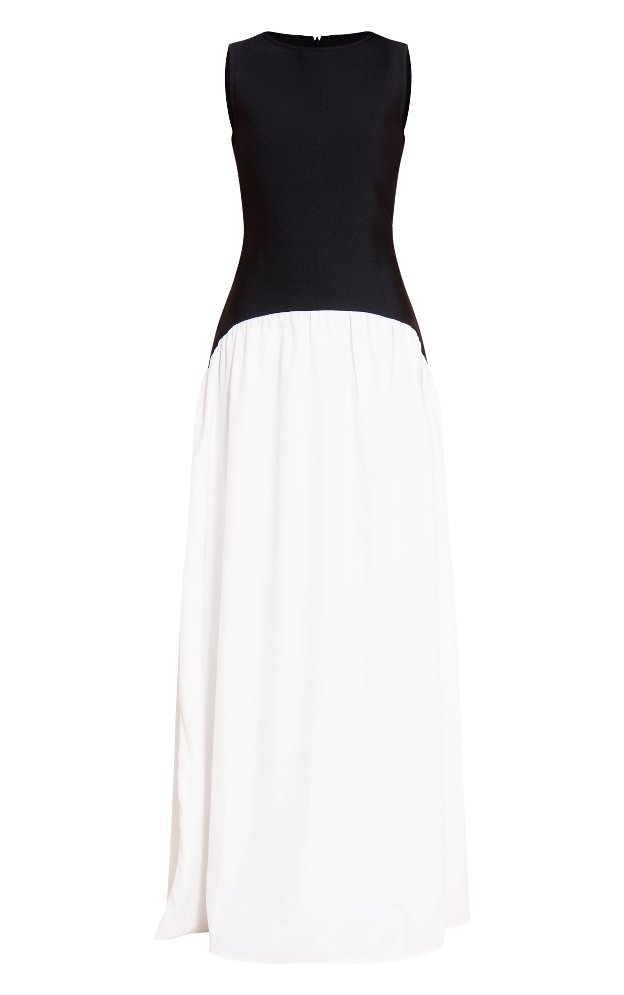 Petite Robe longue ajustée noire sans manches à taille tombante image 5