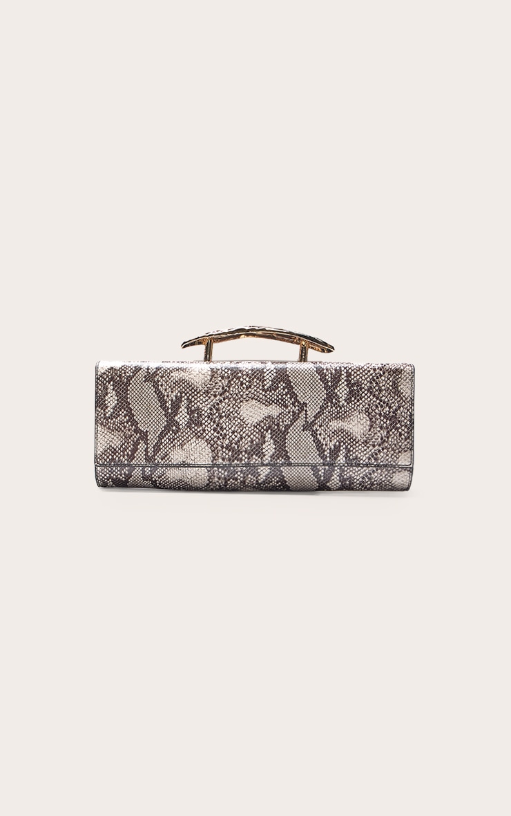 Natural Snake Gold Hardware Clutch Bag image 2