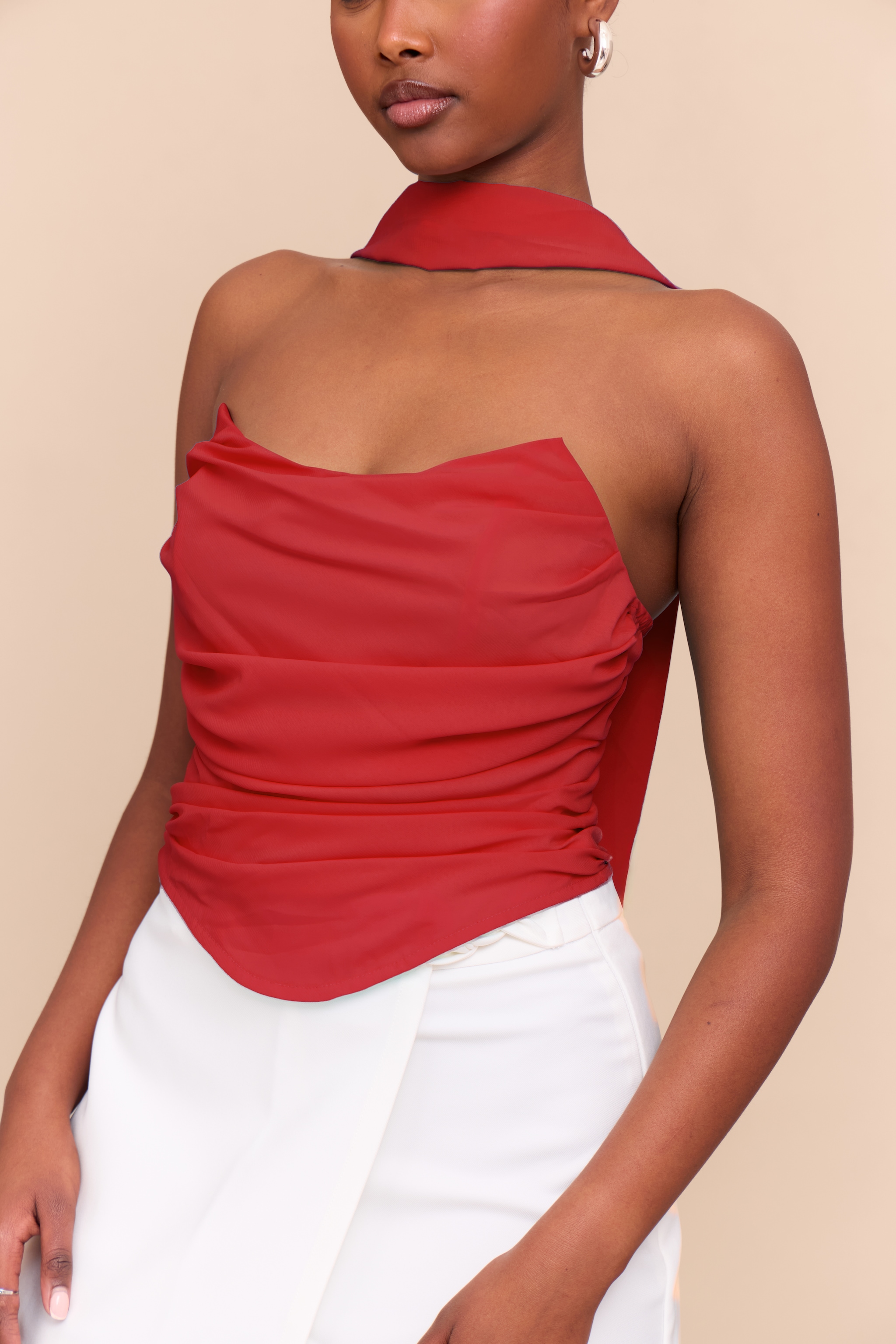 Tomato Red Scarf Detail Corset image 3