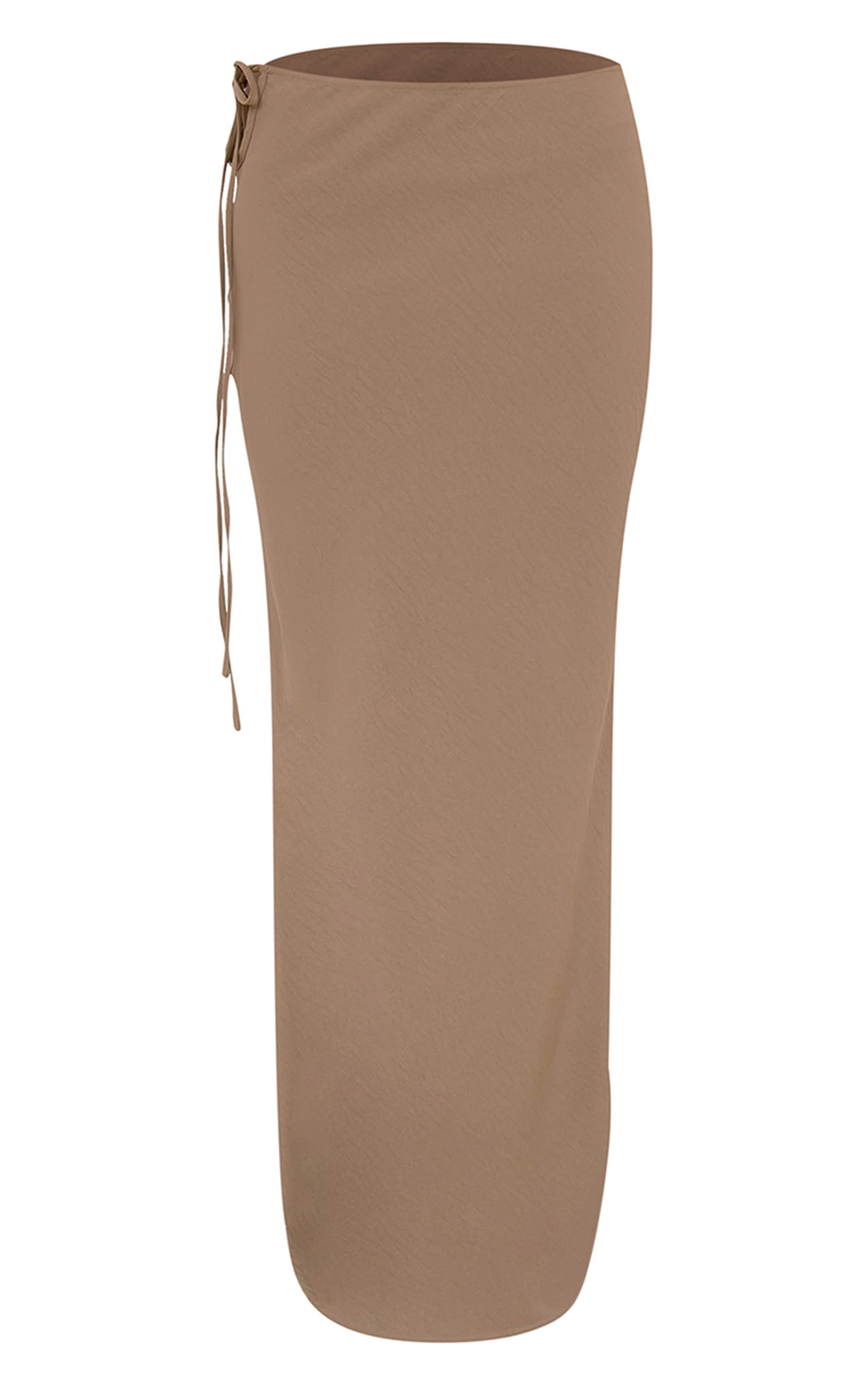 Mushroom Floaty Woven Tie Side Low Rise Maxi Skirt image 5