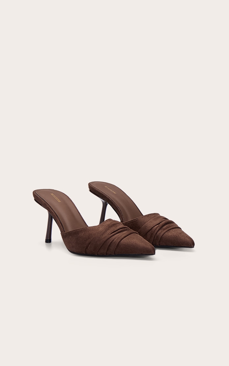 Chocolate Faux Suede Kick Heeled Mule image 3