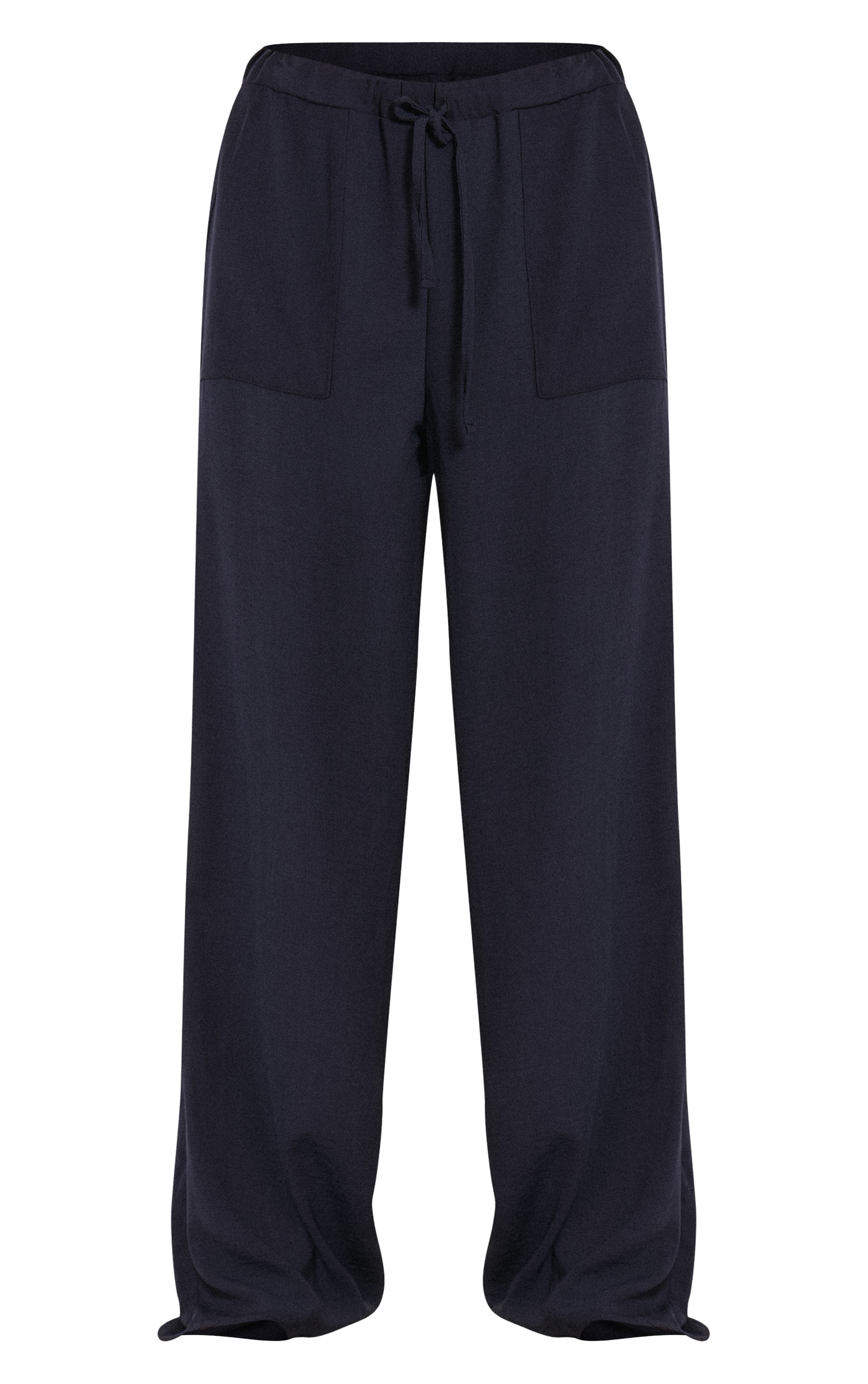 Navy Linen Look Drawstring Beach Pants image 5