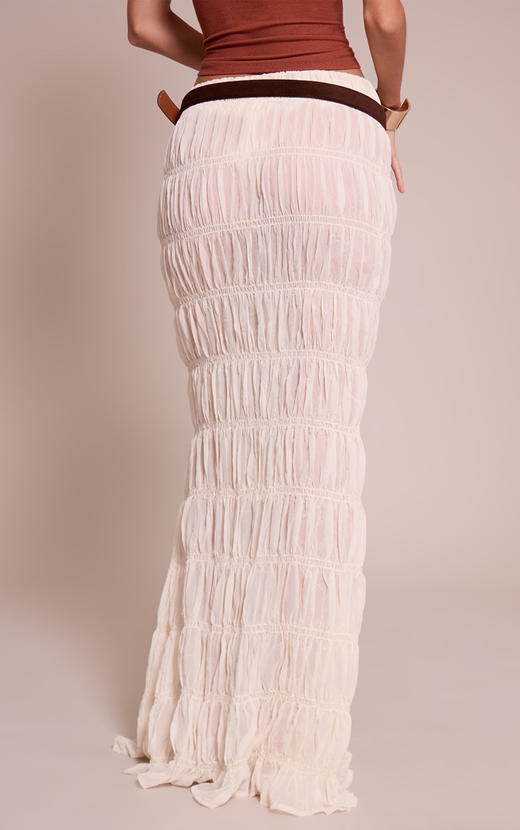 Jupe longue crème transparente à ceinture et étages image 3