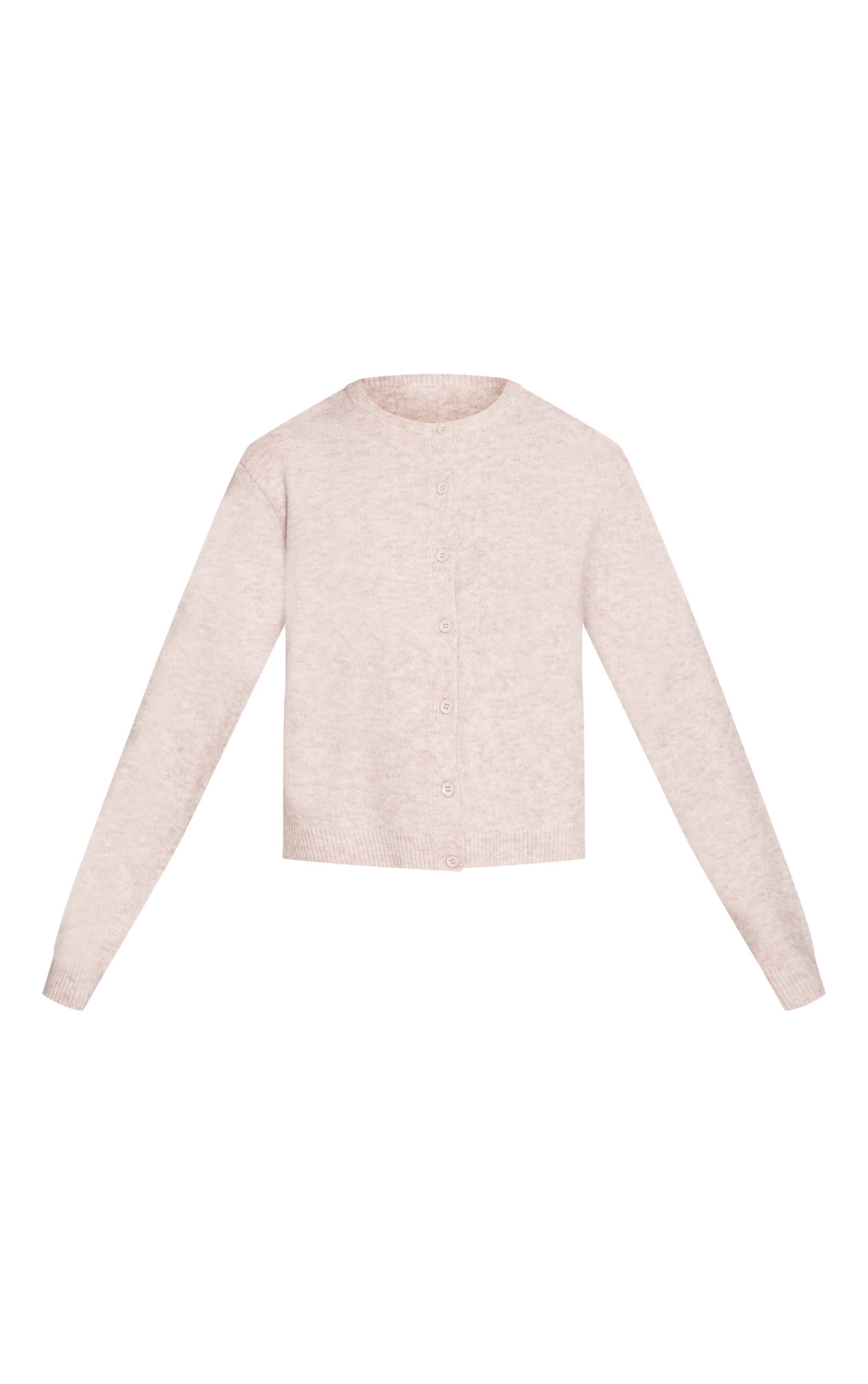 Soft Grey Crew Neck Knit Cardigan image 5