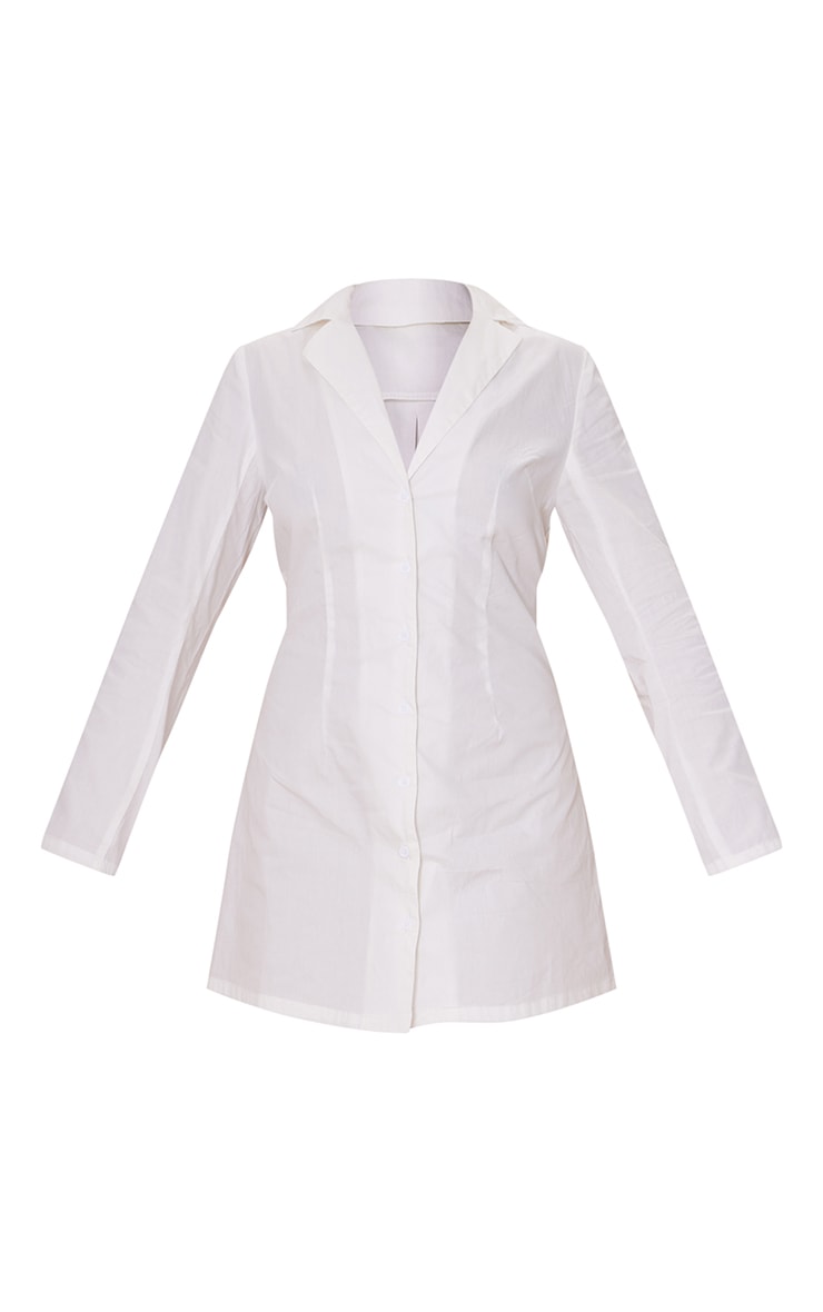 White Lace Up Back Detail Fitted Shirt Dress image 5
