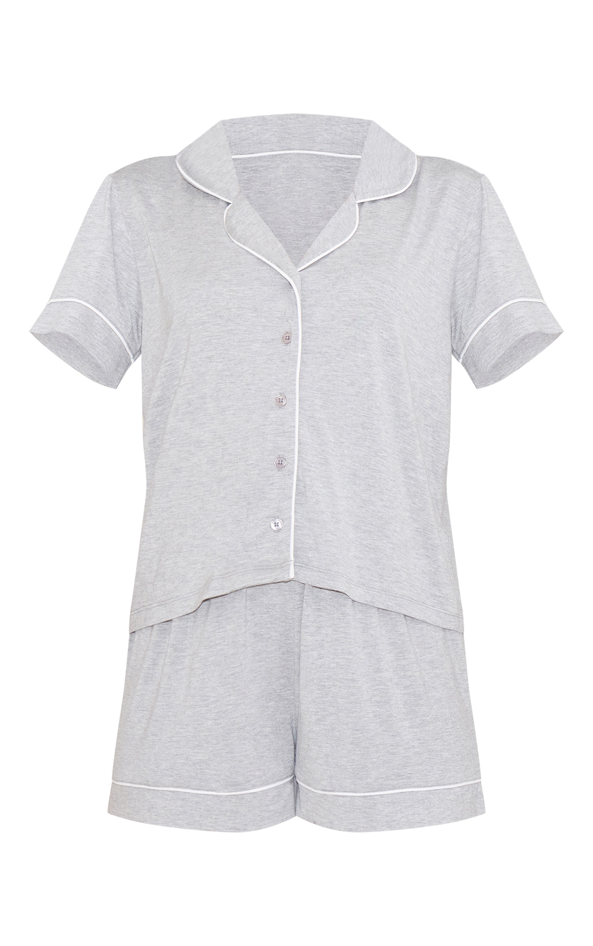 Grey Marl Modal Piping Short Pj Set image 5