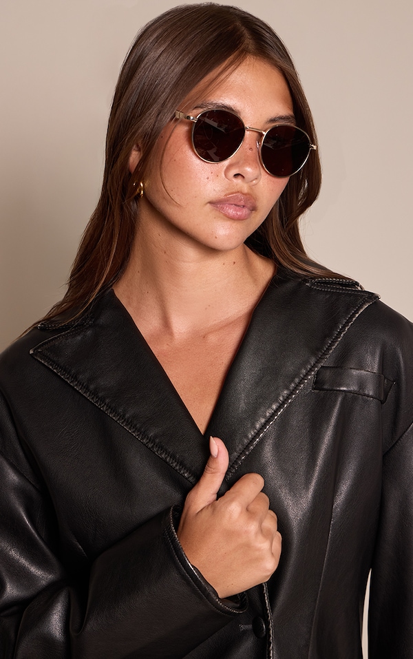 Gold Metal Frame Round Sunglasses