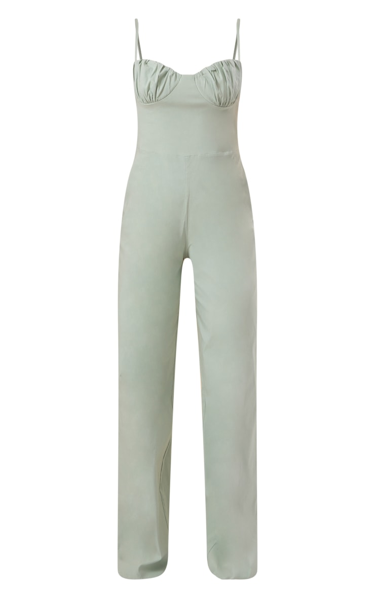 Sage Stretch Woven Ruched Bust Strappy Jumpsuit image 5