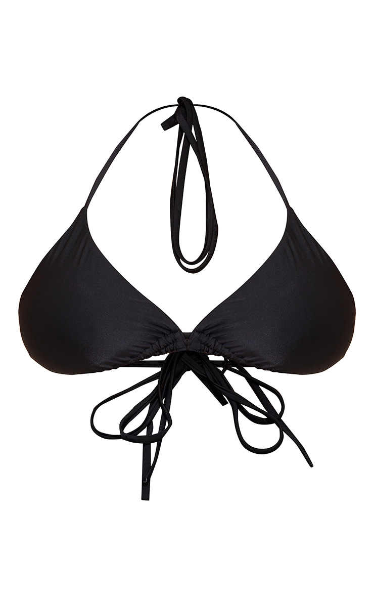 Plus Haut de maillot de bain triangle noir à ourlet volanté image 5