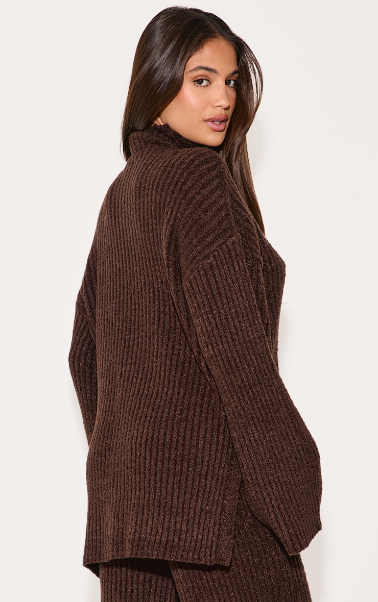 Chocolate Rib Boucle Knit Oversized Jumper image 2