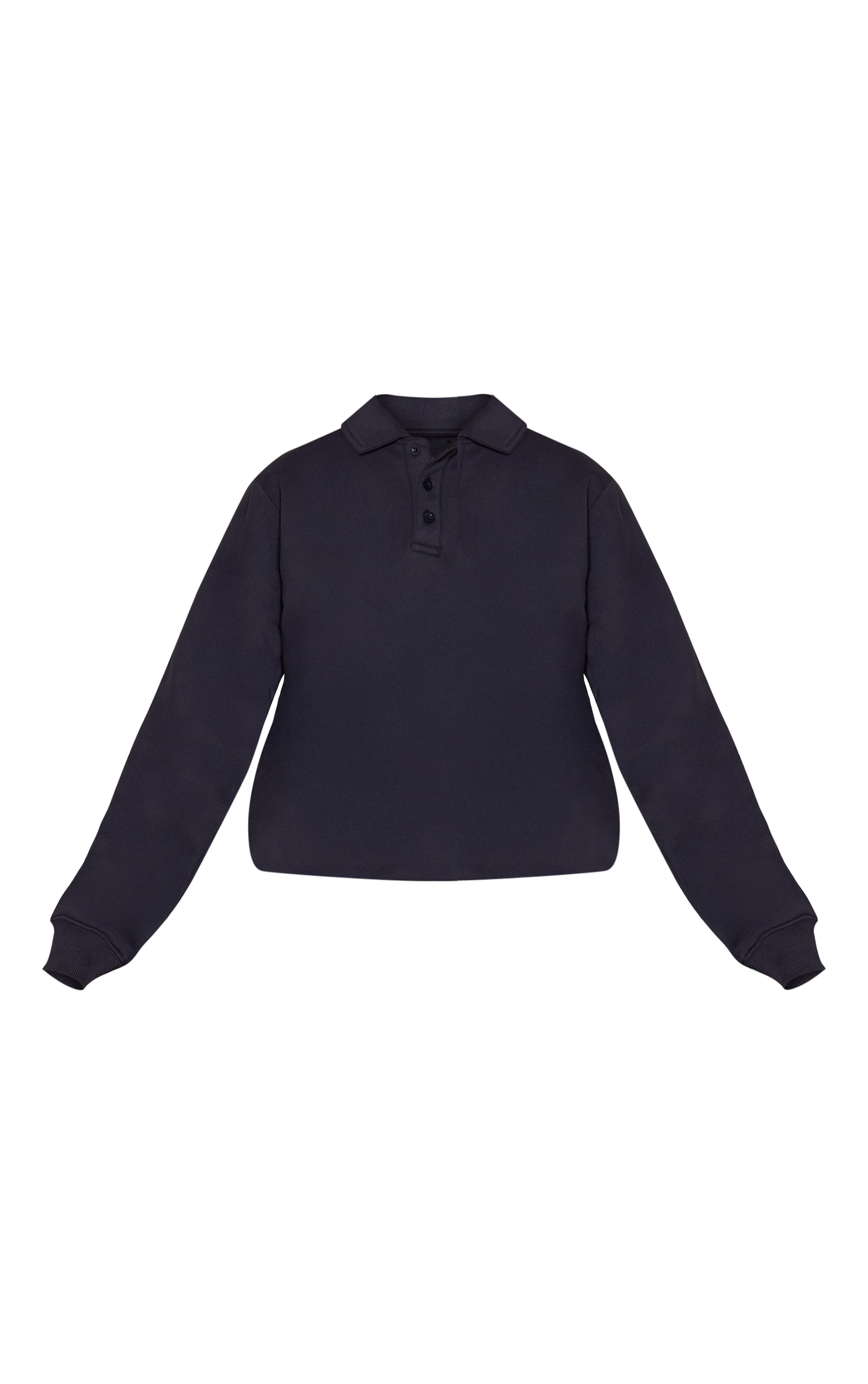 Navy Cotton Fleece Polo Sweatshirt image 5