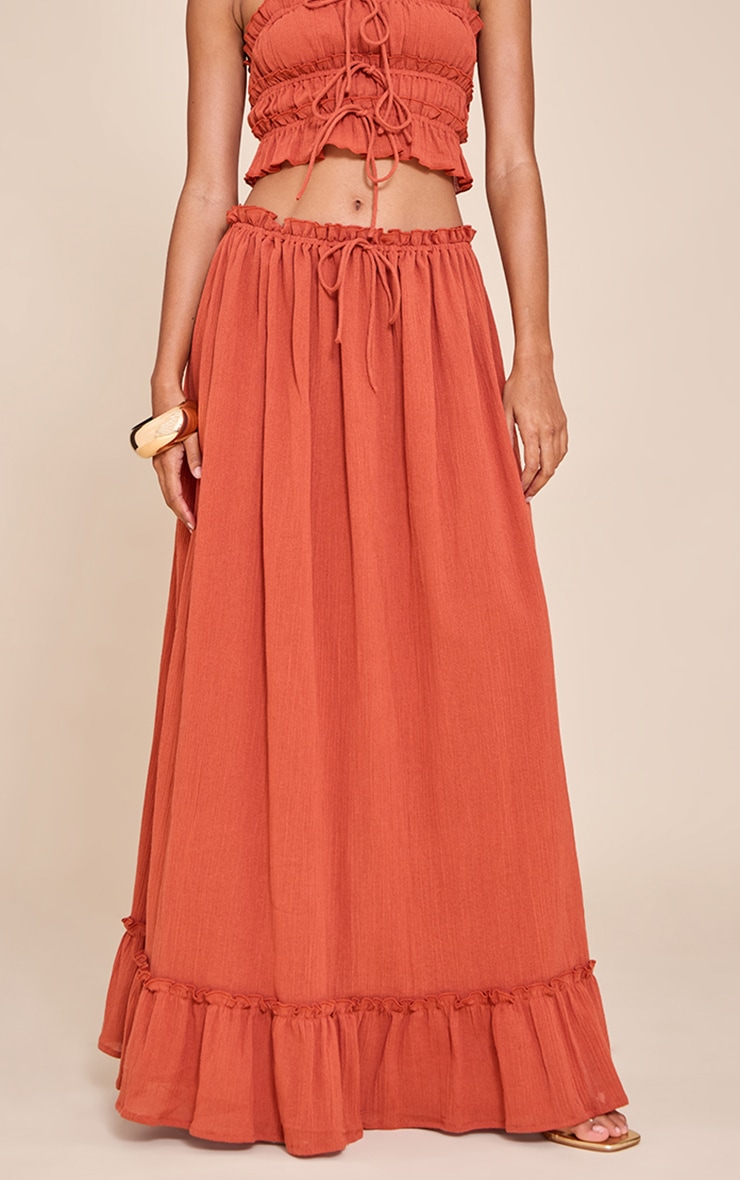 Rust Cheesecloth Maxi Skirt image 2
