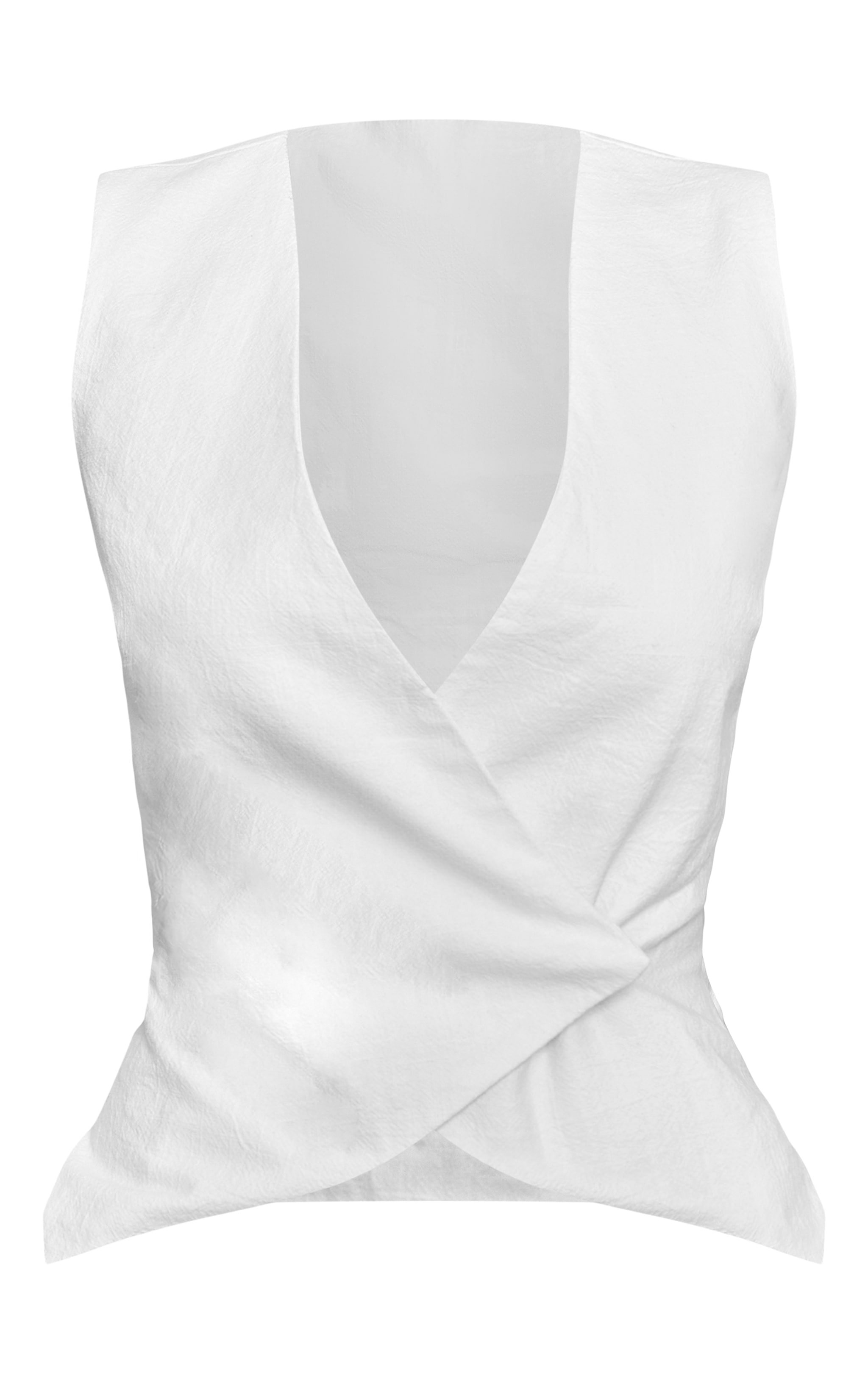 Premium White Linen Blend Button Asymmetric Waistcoat image 5
