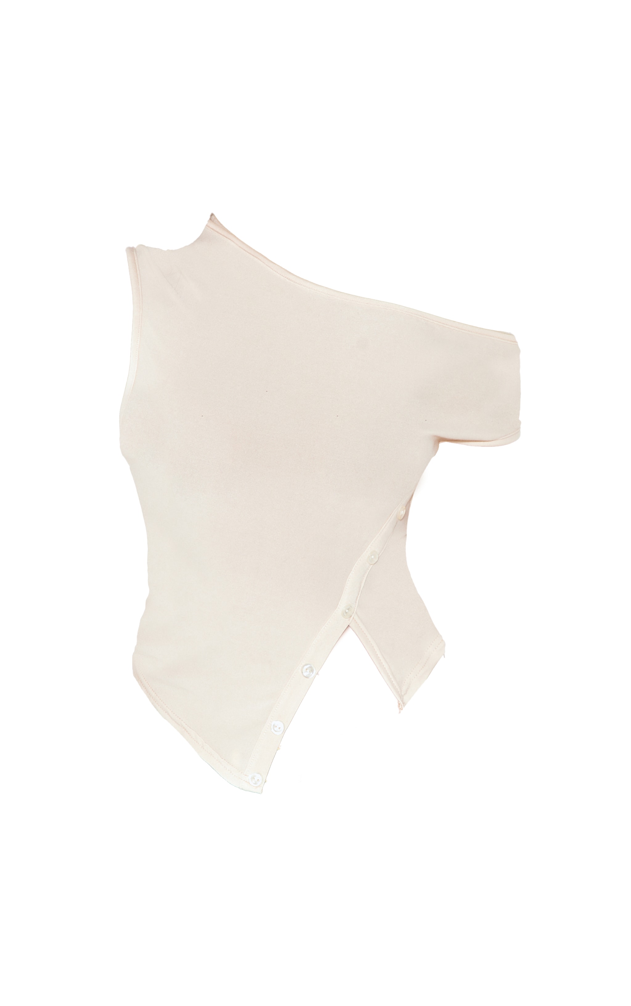 Stone Asymmetric Soft Touch Button Detail Long Top image 5
