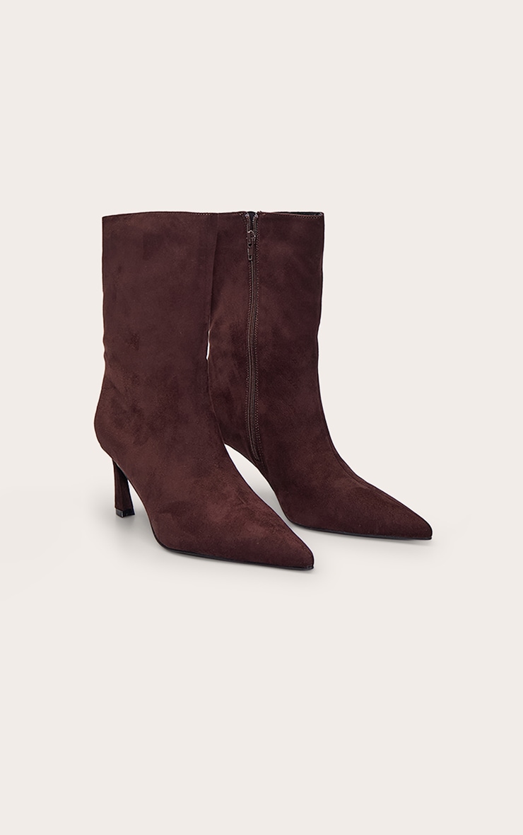 Chocolate Suede Kick Heel Ankle Boot image 3