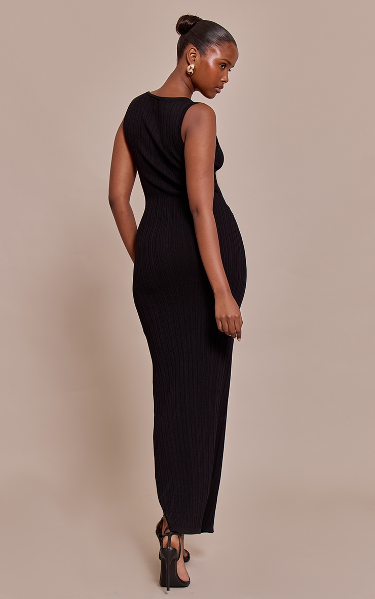 Black Fine Knit Sleeveless Maxi Dress image 2