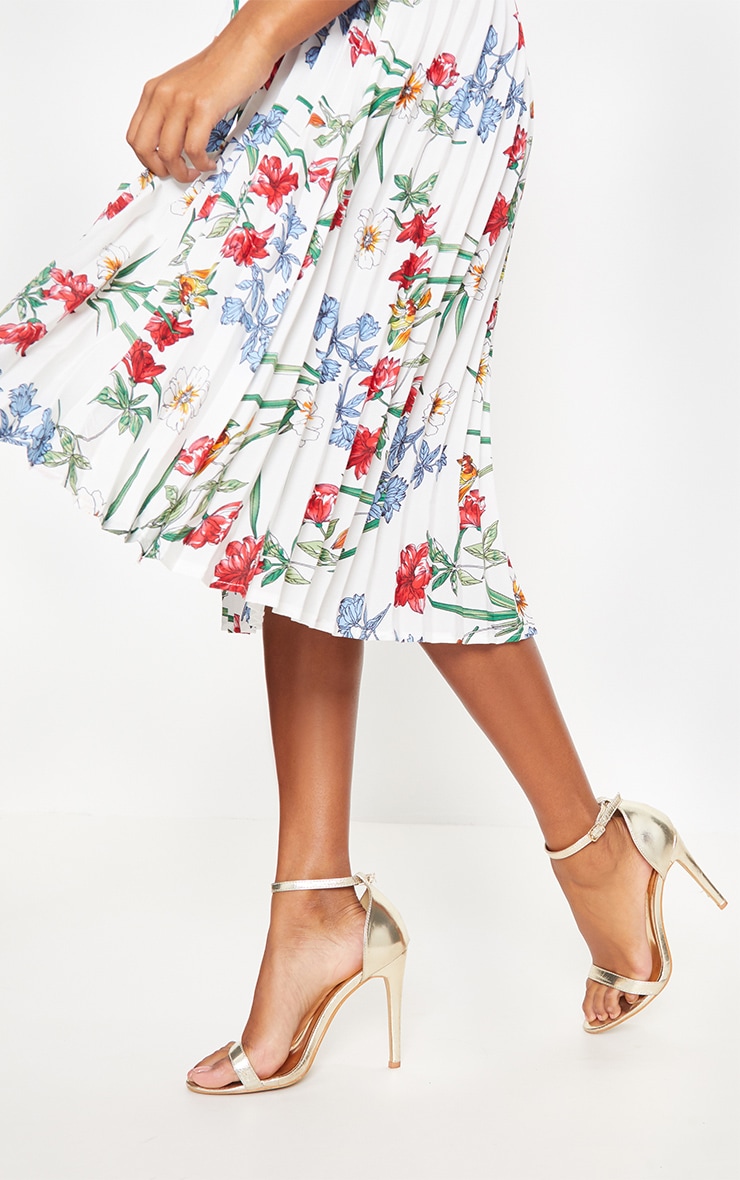 Gold Metallic Heeled Strappy Sandal