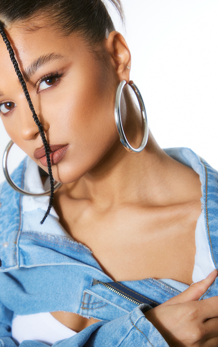 Silver Large Hoop 3 Pack Hoop Earrings image 3