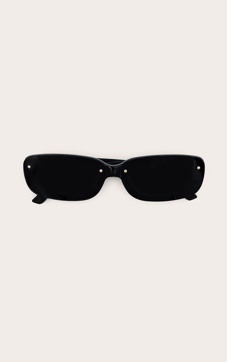 Lunettes de soleil carrées lisses noires image 2