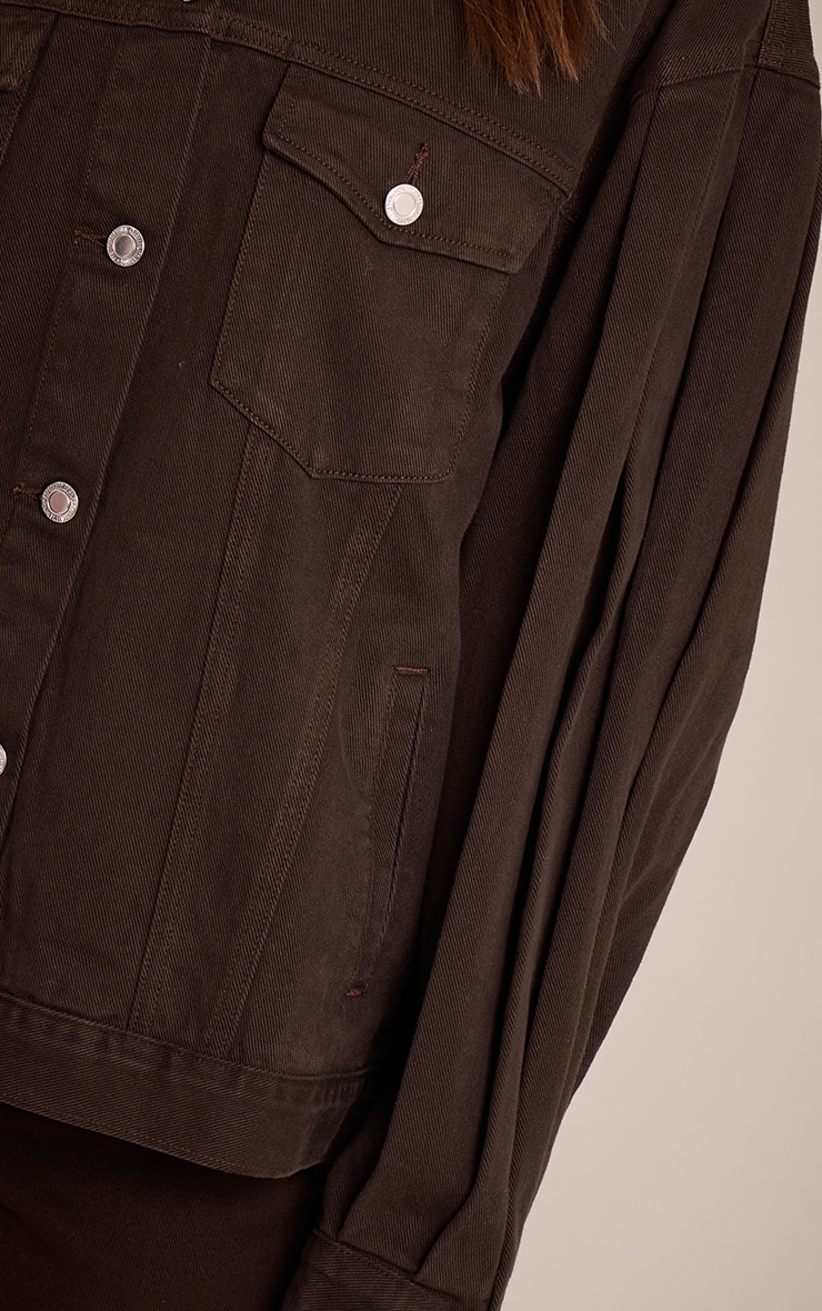 Dark Chocolate  Cocoon Sleeve Oversized Denim Jacket image 4