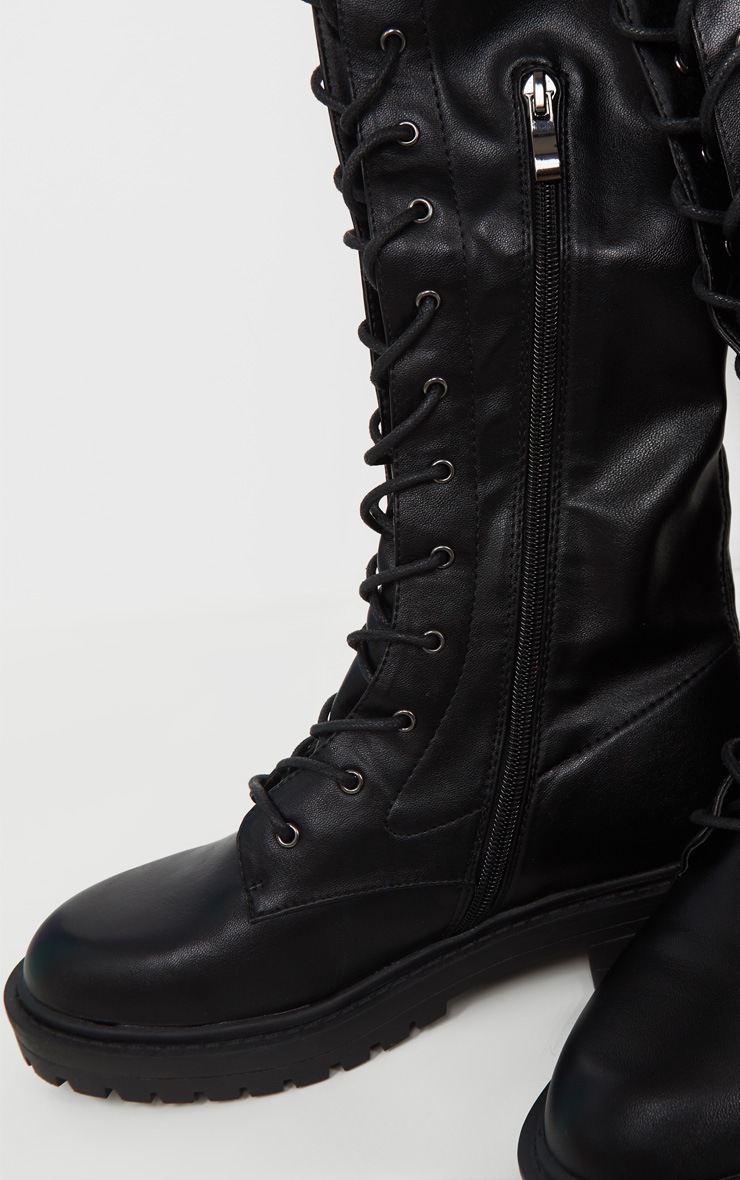 black lace flat boots