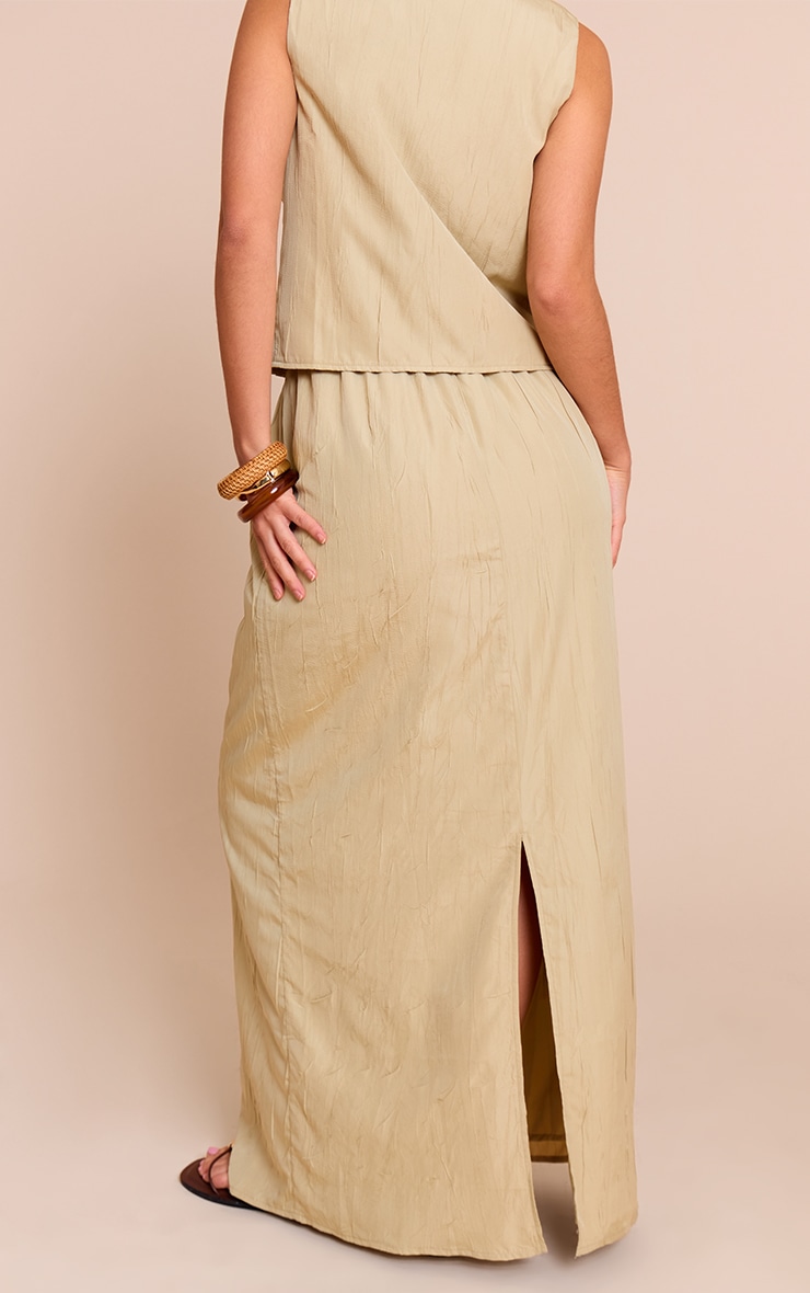 Clay Textured Tie Waist Detail Maxi Skirt image 3