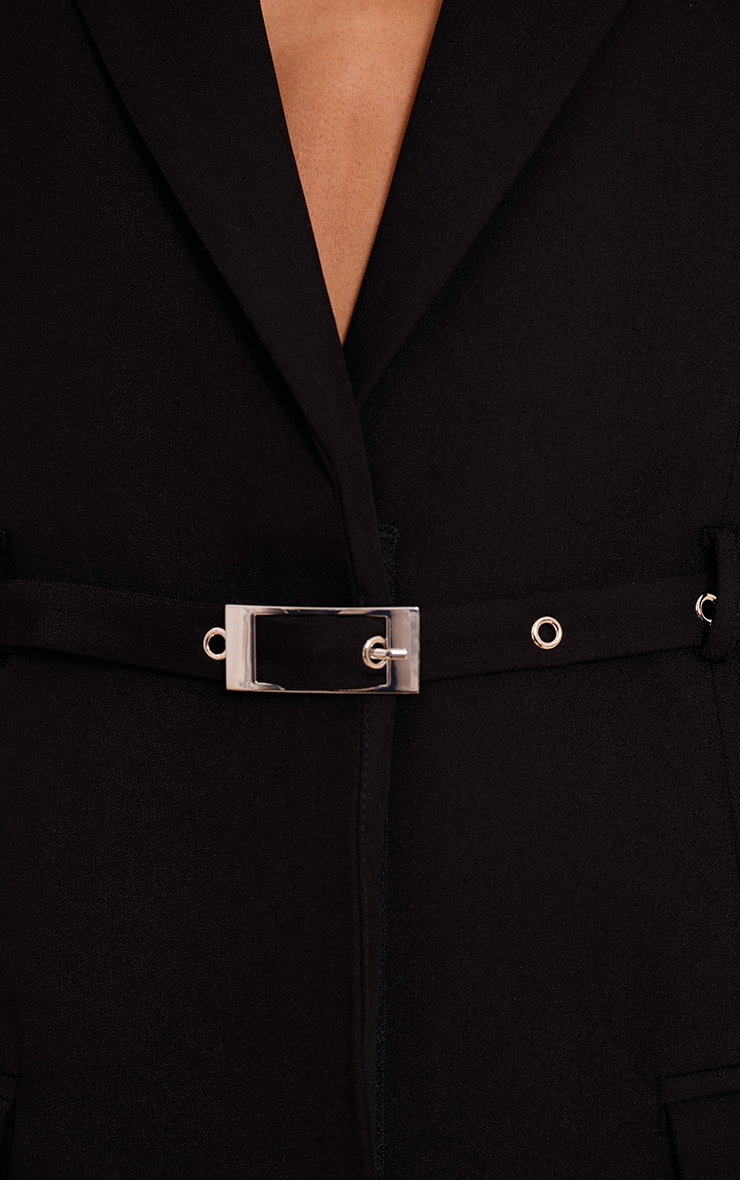Robe blazer de tailleur tissée noire image 4