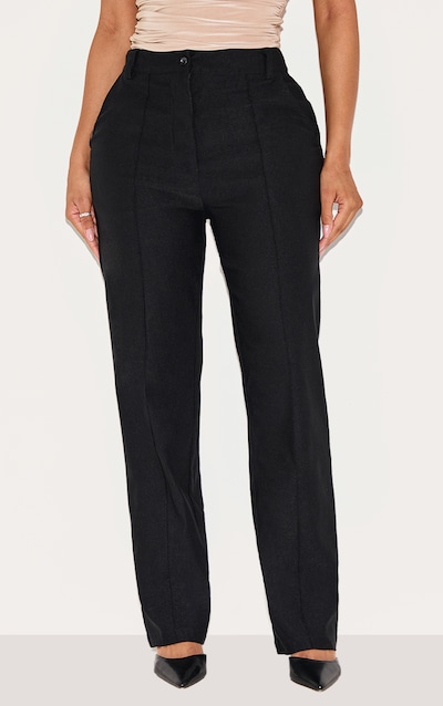 Shape Black Stretch Woven High Waisted Pintuck Cigarette Pants