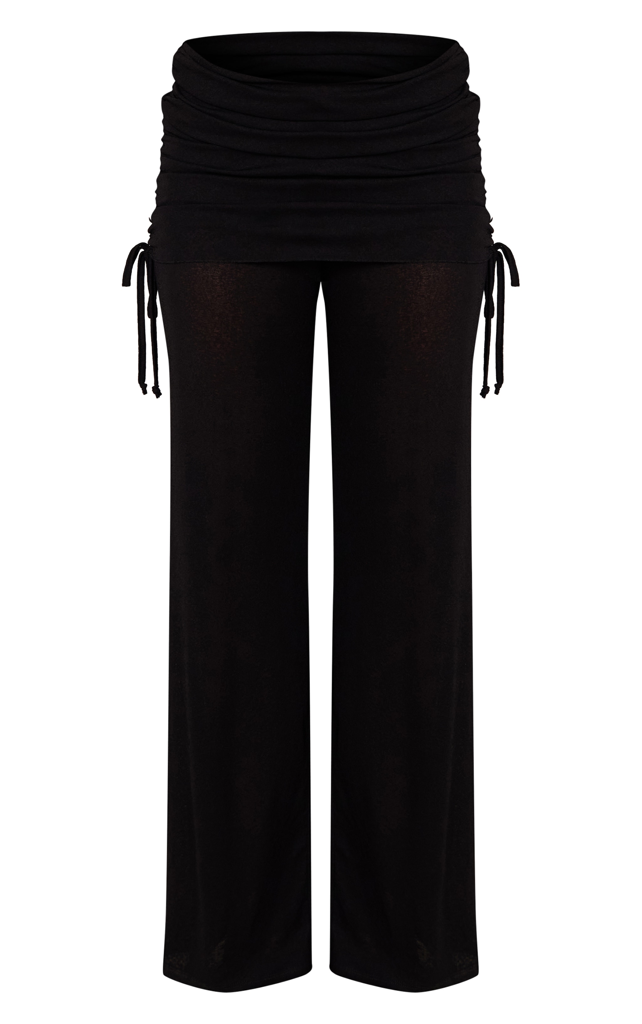 Black Drape Panel Straight Leg Pants image 5