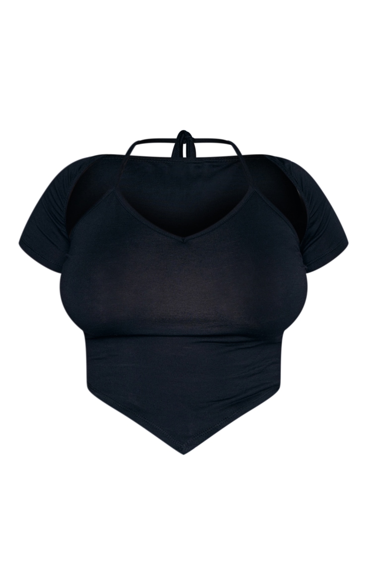 Shape Black Jersey Halterneck Short Sleeve Crop Top image 5