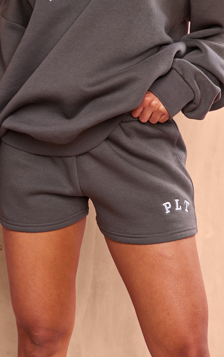 PRETTYLITTLETHING Charcoal Logo Sweat Shorts image 5