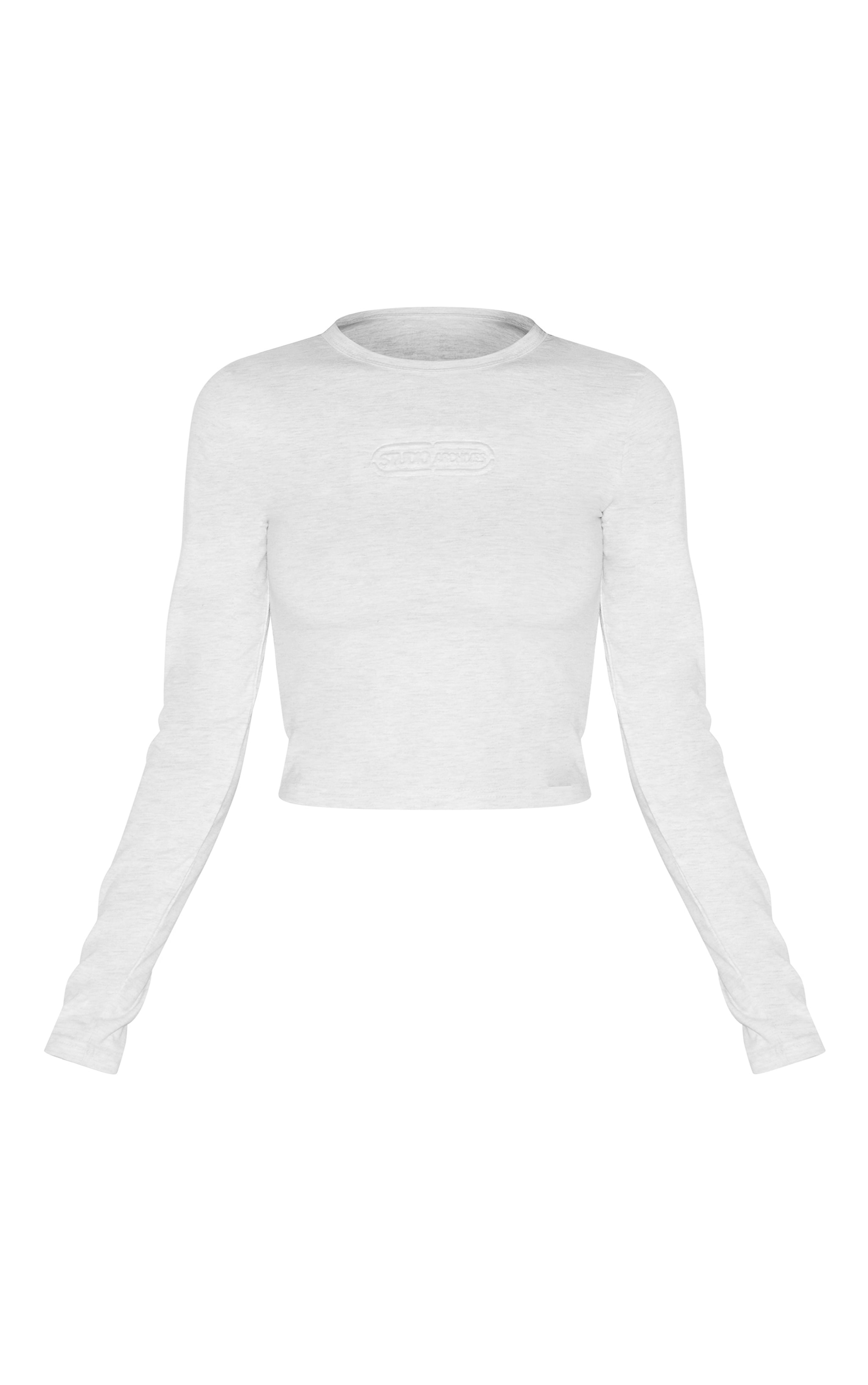 Grey Marl Embossed Studio Archives Long Sleeve T Shirt image 5