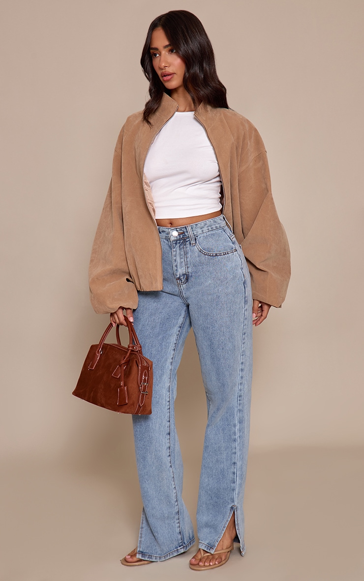 Petite Light Blue Split Hem Jean