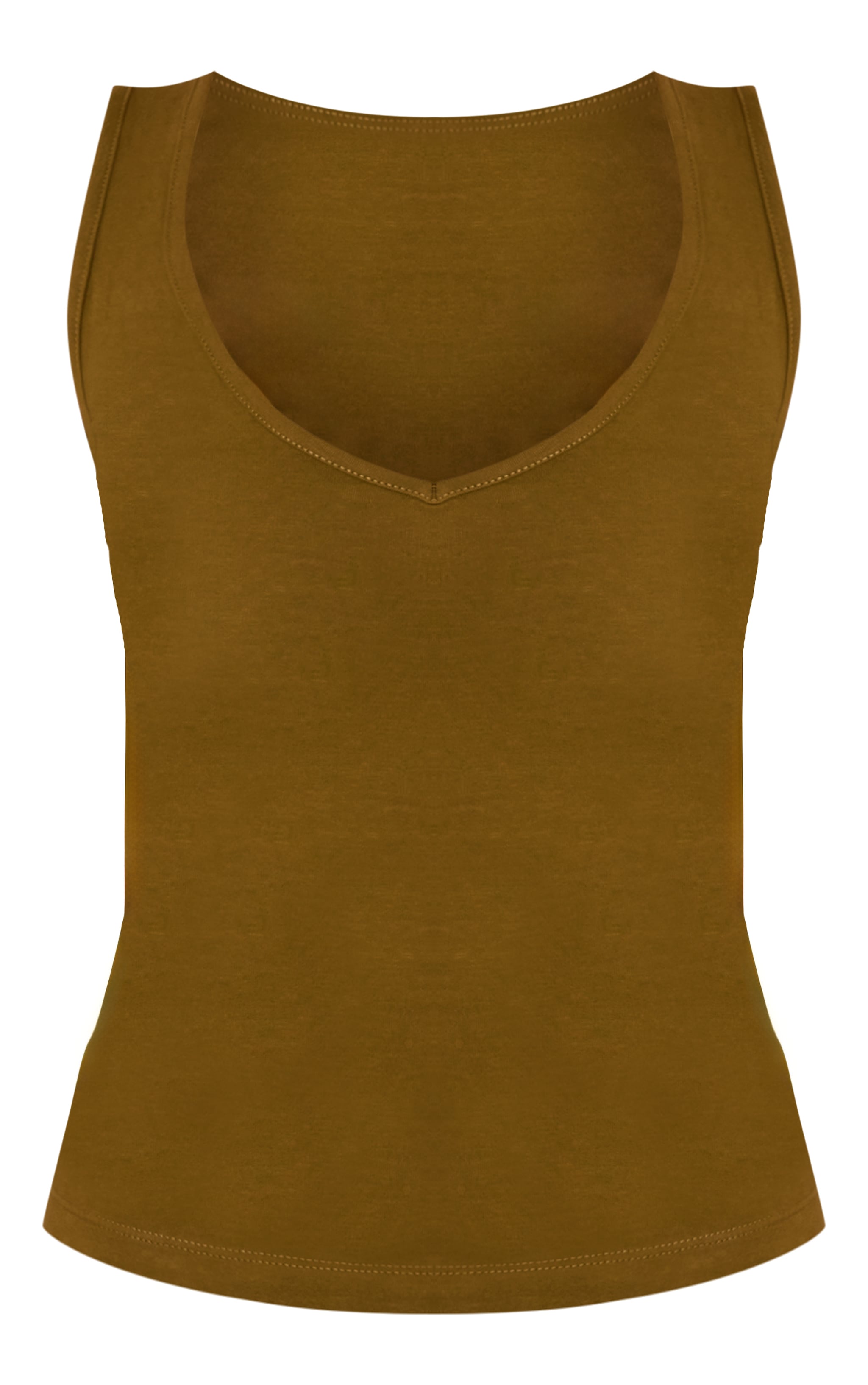Olive Soft Cotton V Neck Vest Top image 5