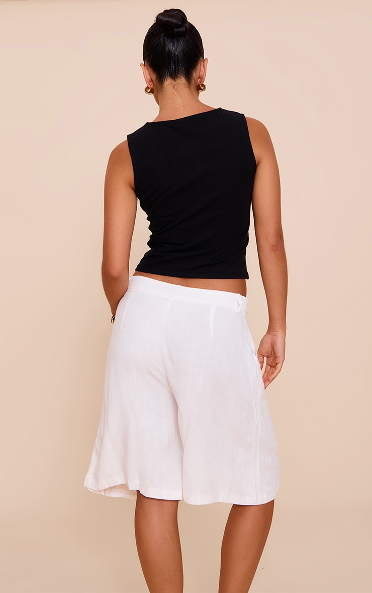 White Linen Tailored Long Shorts image 3