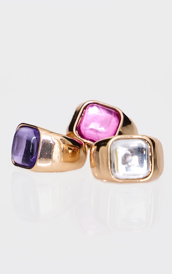 Multi Jewel Chunky Multipack Rings | Accessories | PLT