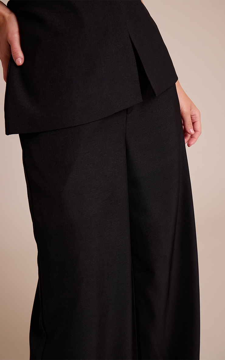 Pantalon tailleur large tissé noir image 4