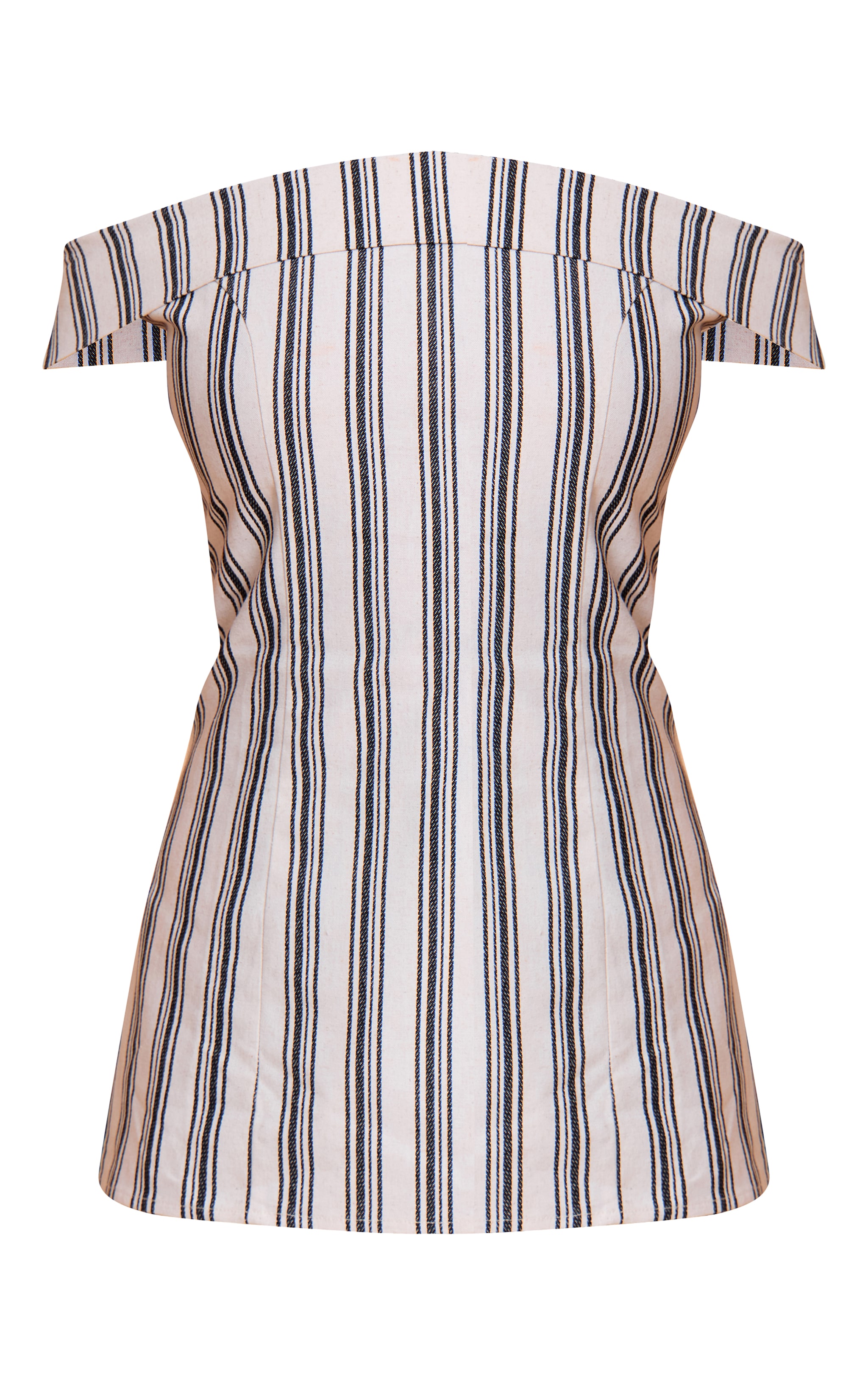 Natural Textured Stripe Fold Over Bardot Long Top image 5