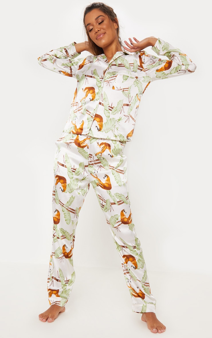 Jungle Tiger Long Satin Pyjama Set PrettyLittleThing