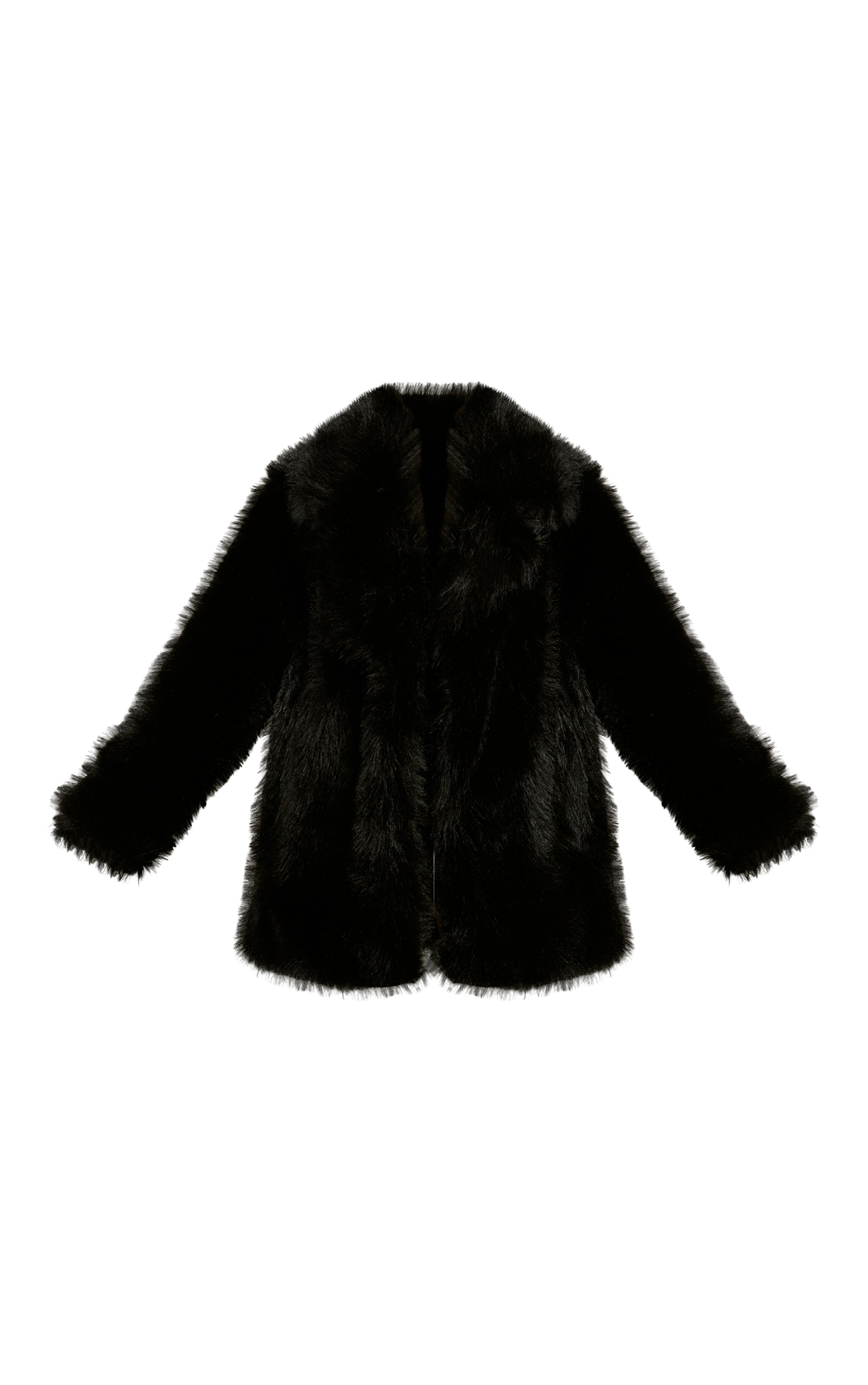 Black Oversized Midi Faux Fur Coat image 5